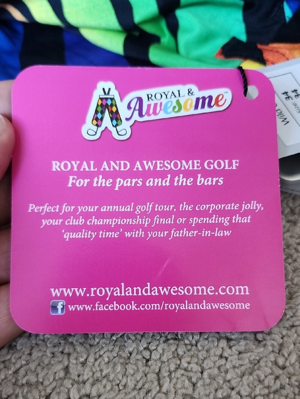 Royal & Awesome Golf Pants Bright Rainbow Zebra Print - Multicolor - Picture 13 of 15